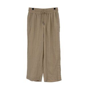 Quince Size M Driftwood 100% European Linen Elastic Waist Wide Leg Pants NWT